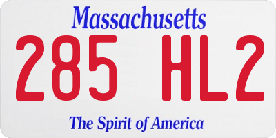 MA license plate 285HL2