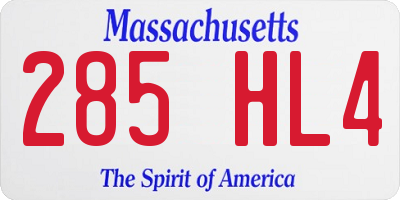 MA license plate 285HL4