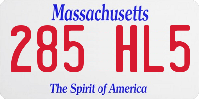 MA license plate 285HL5