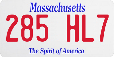 MA license plate 285HL7