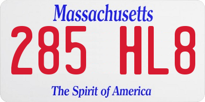 MA license plate 285HL8