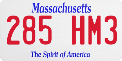 MA license plate 285HM3