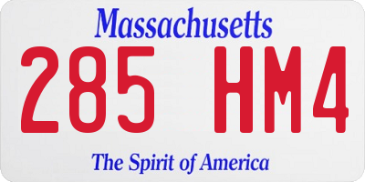 MA license plate 285HM4