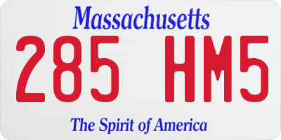 MA license plate 285HM5