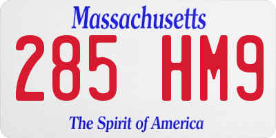 MA license plate 285HM9
