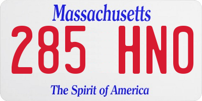 MA license plate 285HN0