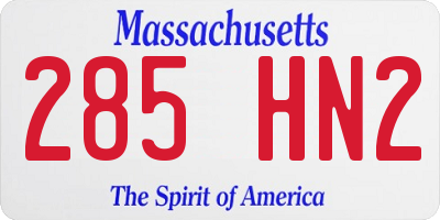 MA license plate 285HN2
