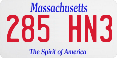 MA license plate 285HN3