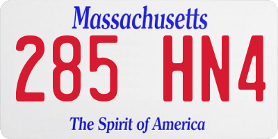 MA license plate 285HN4