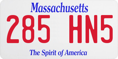 MA license plate 285HN5