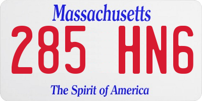 MA license plate 285HN6
