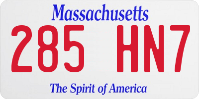 MA license plate 285HN7