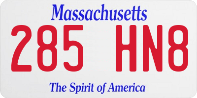 MA license plate 285HN8