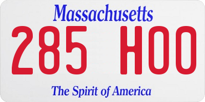 MA license plate 285HO0