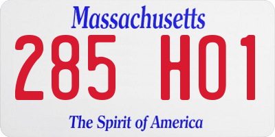 MA license plate 285HO1