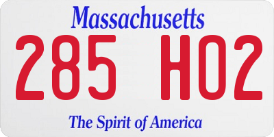 MA license plate 285HO2