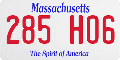 MA license plate 285HO6