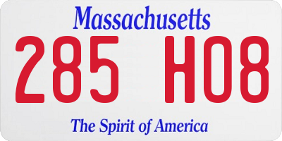 MA license plate 285HO8