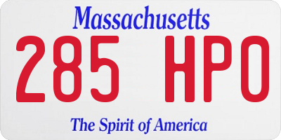 MA license plate 285HP0