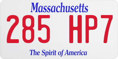 MA license plate 285HP7