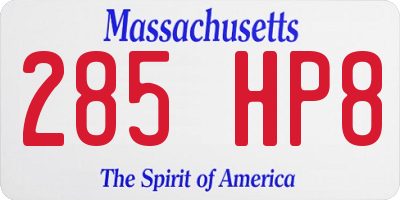 MA license plate 285HP8