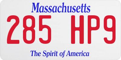 MA license plate 285HP9