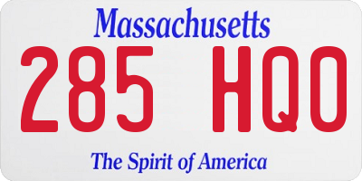 MA license plate 285HQ0