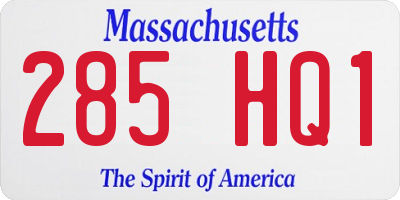 MA license plate 285HQ1