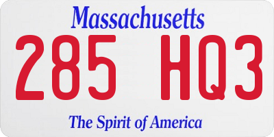 MA license plate 285HQ3