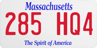 MA license plate 285HQ4