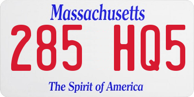 MA license plate 285HQ5