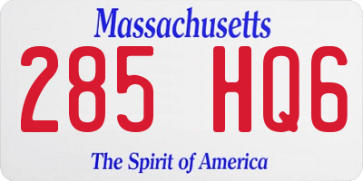 MA license plate 285HQ6