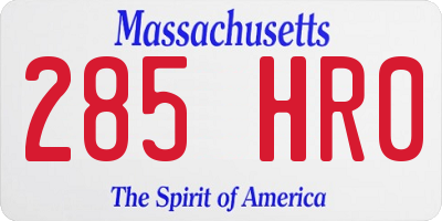 MA license plate 285HR0