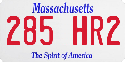 MA license plate 285HR2
