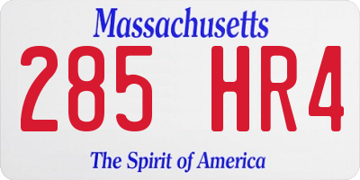 MA license plate 285HR4