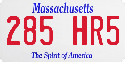 MA license plate 285HR5