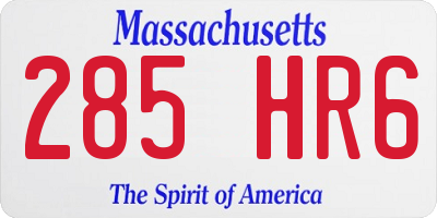 MA license plate 285HR6
