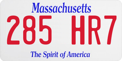 MA license plate 285HR7