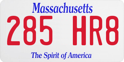 MA license plate 285HR8