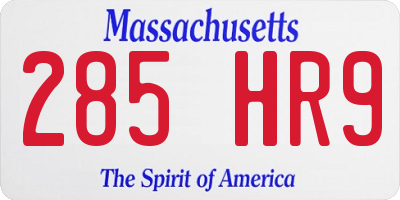 MA license plate 285HR9