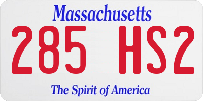 MA license plate 285HS2