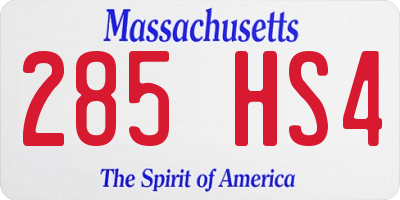 MA license plate 285HS4