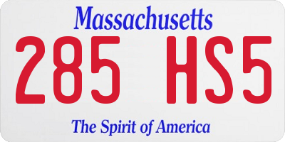 MA license plate 285HS5