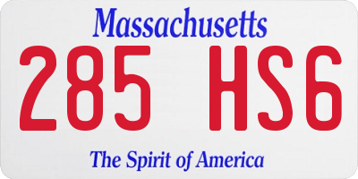 MA license plate 285HS6