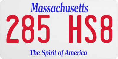 MA license plate 285HS8