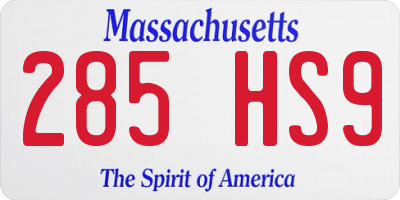 MA license plate 285HS9
