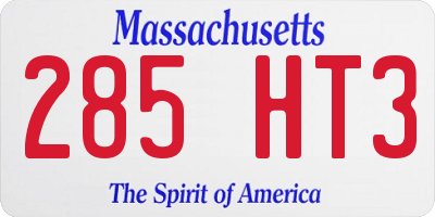 MA license plate 285HT3