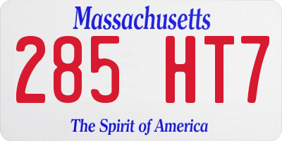 MA license plate 285HT7