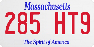 MA license plate 285HT9