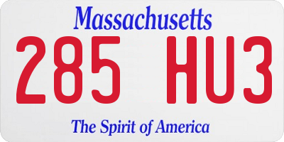 MA license plate 285HU3